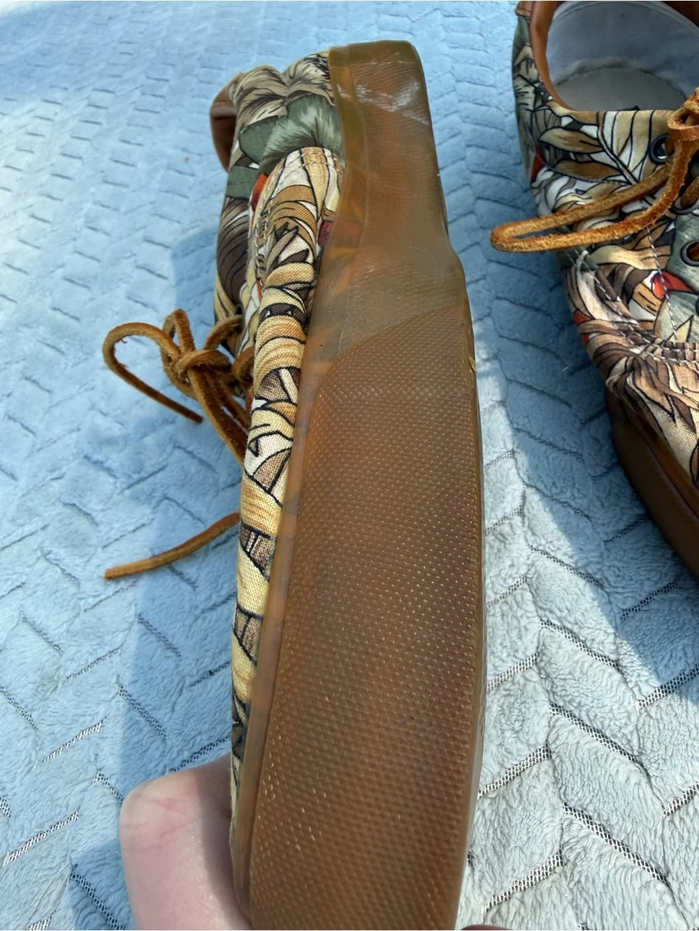 VTG 90s Cole Haan Sporting Canvas Deck Shoes Tropical Print 10.5 M Made in Korea
